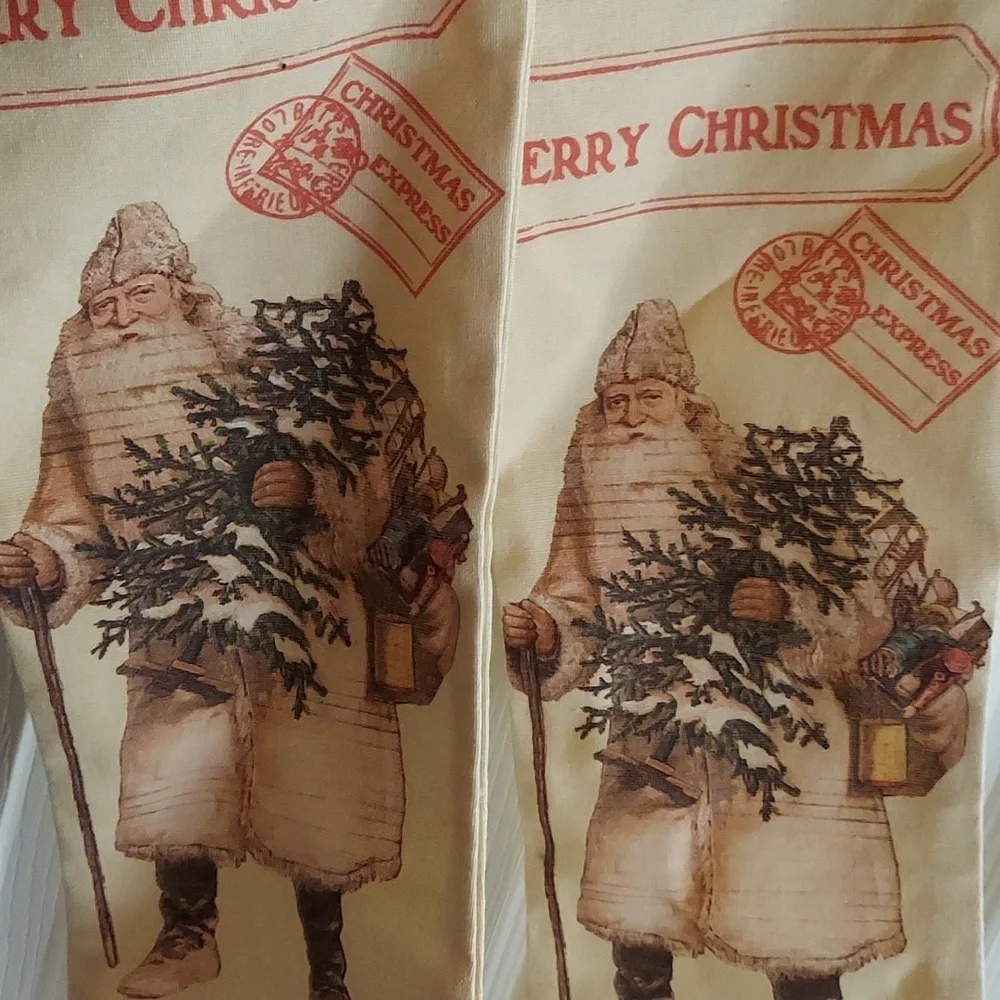 NWOT FATHER CHRISTMAS STOCKING SET OF 2 - VINTAGE RARE!